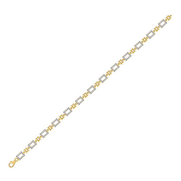 10kt Yellow Gold Womens Round Diamond Geometric Link Bracelet 3/4 Cttw