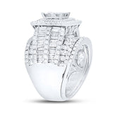 14kt White Gold Princess Diamond Square Bridal Wedding Ring Band Set 4 Cttw