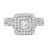 14kt Two-tone Gold Princess Diamond Bridal Wedding Ring Band Set 1-1/2 Cttw