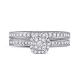 10kt White Gold Round Diamond Bridal Wedding Ring Band Set 1/2 Cttw