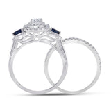 14kt White Gold Princess Diamond Bridal Wedding Ring Band Set 7/8 Cttw