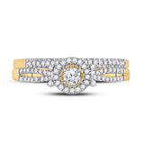 10kt Yellow Gold Round Diamond Bridal Wedding Ring Band Set 1/3 Cttw