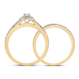 10kt Yellow Gold Round Diamond Bridal Wedding Ring Band Set 1/3 Cttw