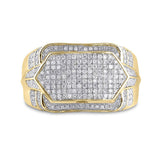 10kt Yellow Gold Mens Round Diamond Statement Fashion Ring 3/4 Cttw