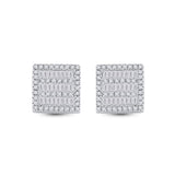10kt White Gold Womens Baguette Diamond Square Earrings 1/3 Cttw