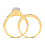 10kt Yellow Gold Round Diamond Bridal Wedding Ring Band Set 1/2 Cttw