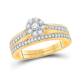 10kt Yellow Gold Round Diamond Bridal Wedding Ring Band Set 1/2 Cttw