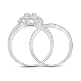 14kt White Gold Baguette Diamond Bridal Wedding Ring Band Set 3/4 Cttw
