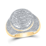 10kt Yellow Gold Mens Baguette Diamond Circle Ring 1-5/8 Cttw