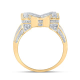 10kt Two-tone Gold Mens Round Diamond Initial M Letter Ring 1-1/5 Cttw
