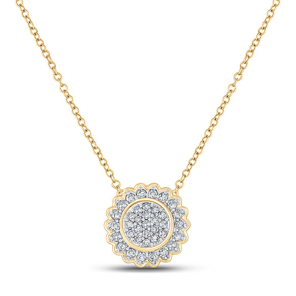 10kt Yellow Gold Womens Round Diamond 18-inch Cluster Necklace 1/5 Cttw