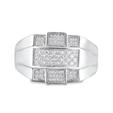 Sterling Silver Mens Round Diamond Cross Fashion Ring 1/6 Cttw