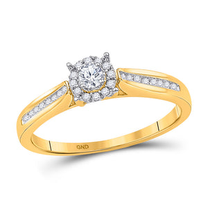 10kt Yellow Gold Round Diamond Solitaire Bridal Wedding Engagement Ring 1/6 Cttw