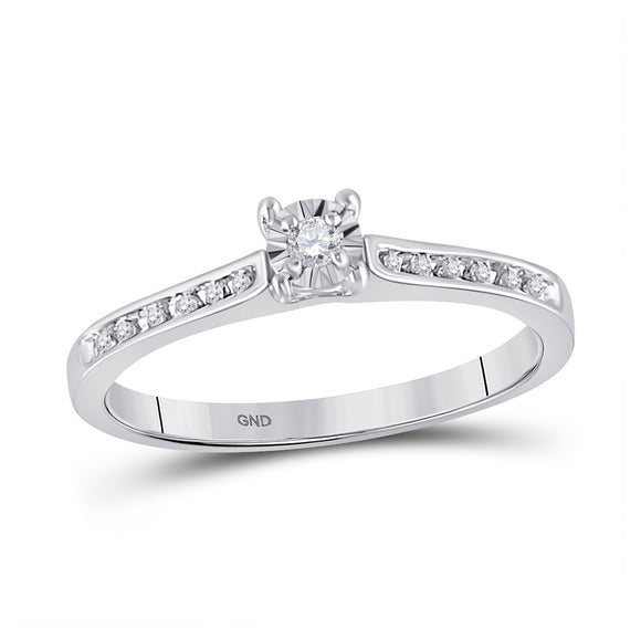 10kt White Gold Round Diamond Solitaire Bridal Wedding Engagement Ring 1/10 Cttw