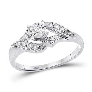 10kt White Gold Round Diamond Solitaire Bridal Wedding Engagement Ring 1/6 Cttw