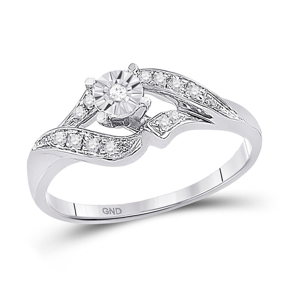 10kt White Gold Round Diamond Solitaire Bridal Wedding Engagement Ring 1/6 Cttw