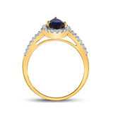 10kt Yellow Gold Womens Pear Synthetic Blue Sapphire Teardrop Ring 1 Cttw