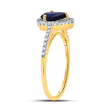 10kt Yellow Gold Womens Pear Synthetic Blue Sapphire Teardrop Ring 1 Cttw