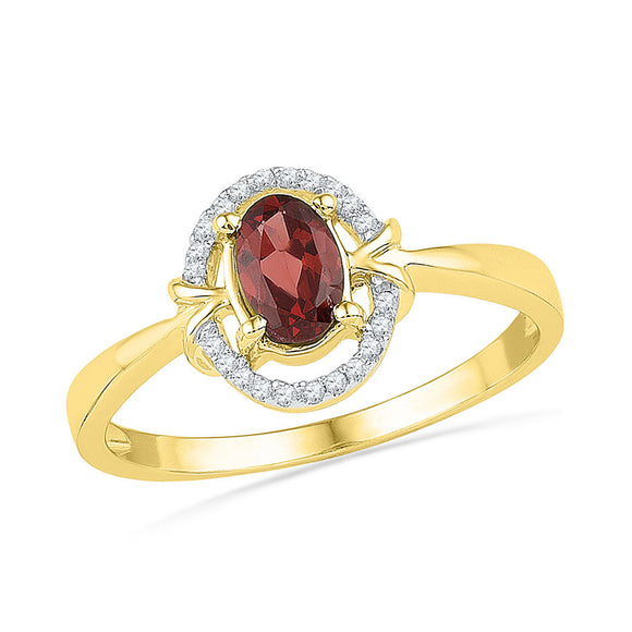 10kt Yellow Gold Womens Oval Synthetic Garnet Solitaire Ring 5/8 Cttw