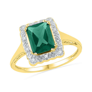 10kt Yellow Gold Womens Emerald Synthetic Emerald Solitaire Ring 1-3/4 Cttw