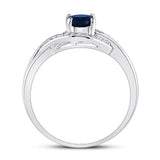 Sterling Silver Womens Round Synthetic Blue Sapphire Solitaire Diamond Ring 5/8 Cttw