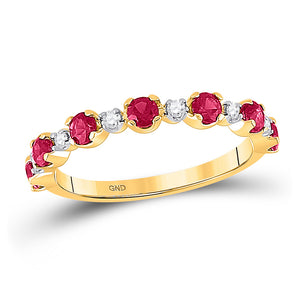 10kt Yellow Gold Womens Round Synthetic Ruby Band Ring 1 Cttw