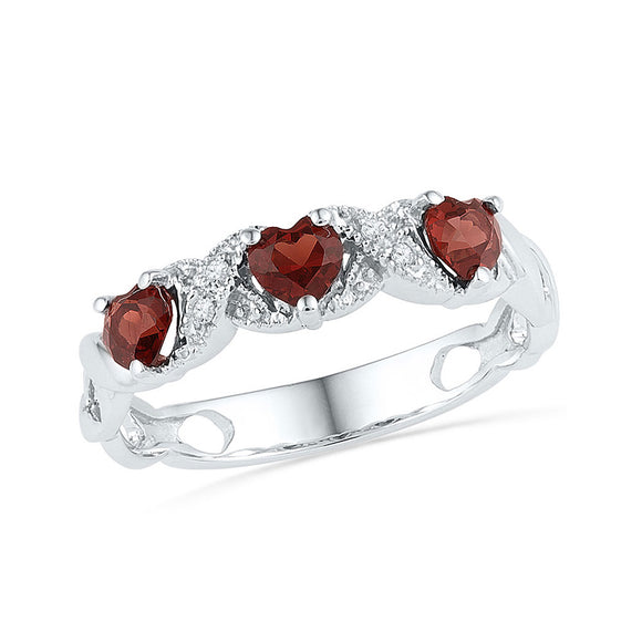 Sterling Silver Womens Heart Synthetic Ruby Heart Ring 3/4 Cttw