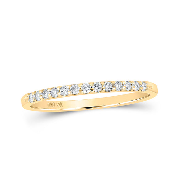 14kt Yellow Gold Womens Round Diamond Single Row Machine-set Wedding Band 1/6 Cttw