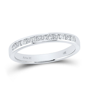 14kt White Gold Womens Round Diamond Wedding Band Ring 1/4 Cttw