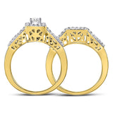 14kt Yellow Gold Princess Diamond Bridal Wedding Ring Band Set 5/8 Cttw
