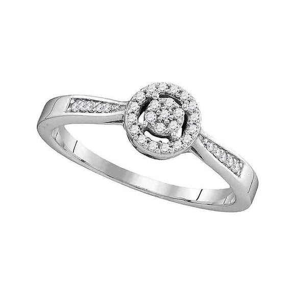 10kt White Gold Round Diamond Cluster Bridal Wedding Engagement Ring 1/8 Cttw
