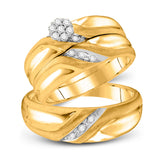 10kt Yellow Gold His Hers Round Diamond Cluster Matching Wedding Set 1/6 Cttw