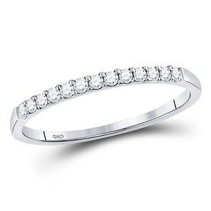 10kt White Gold Womens Round Pave-set Diamond Wedding Band 1/6 Cttw