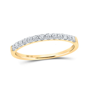 14kt Yellow Gold Womens Round Diamond Slender Wedding Anniversary Band 1/4 Cttw