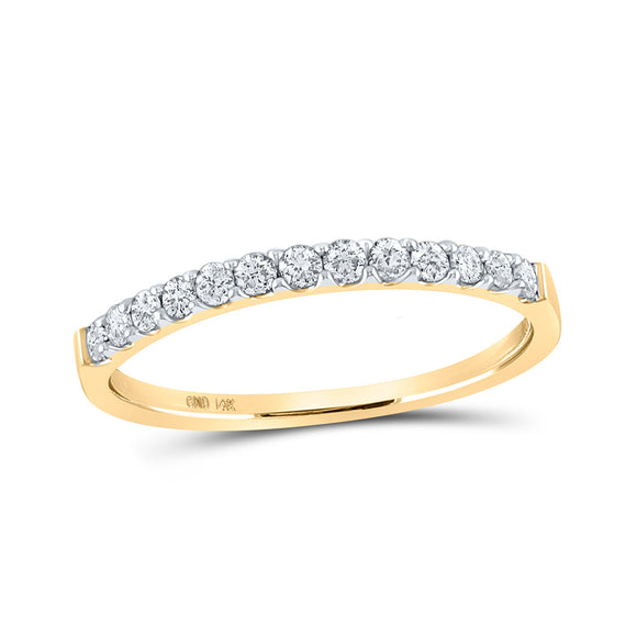 14kt Yellow Gold Womens Round Diamond Slender Wedding Anniversary Band 1/4 Cttw