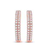 10kt Rose Gold Womens Round Diamond Hoop Earrings 1/5 Cttw