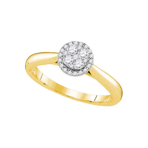 14kt Yellow Gold Round Diamond Cluster Bridal Wedding Engagement Ring 1/4 Cttw