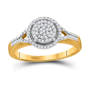 10kt Yellow Gold Womens Round Diamond Circle Cluster Ring 1/5 Cttw