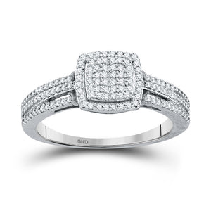 10kt White Gold Round Diamond Cluster Bridal Wedding Engagement Ring 1/4 Cttw