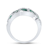 18kt White Gold Womens Oval Emerald Diamond Band Ring 2-1/2 Cttw