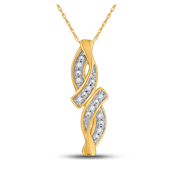 10kt Yellow Gold Womens Round Diamond Bypass Infinity Pendant .02 Cttw