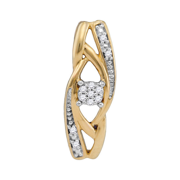 10kt Yellow Gold Womens Round Diamond Vertical Suspended Cluster Pendant .03 Cttw