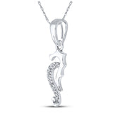 10kt White Gold Womens Round Diamond Seahorse Animal Pendant 1/20 Cttw