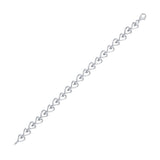 Sterling Silver Womens Round Diamond Heart Link Bracelet 1/10 Cttw