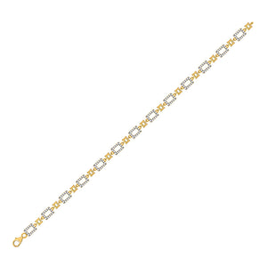 10kt Yellow Gold Womens Round Diamond Geometric Link Bracelet 3/4 Cttw