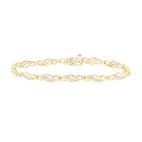 10kt Yellow Gold Womens Round Diamond Fashion Link Bracelet 1/3 Cttw
