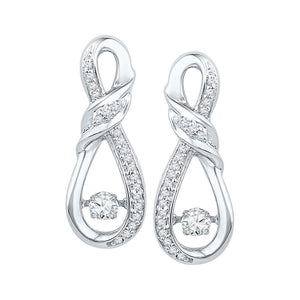 10kt White Gold Womens Round Diamond Moving Twinkle Fashion Earrings 1/3 Cttw
