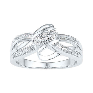 Sterling Silver Round Diamond 3-stone Bridal Wedding Engagement Ring .03 Cttw