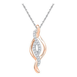 10kt Two-tone Gold Womens Round Diamond Fashion Pendant 1/8 Cttw