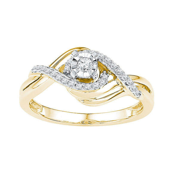10kt Yellow Gold Round Diamond Solitaire Bridal Wedding Engagement Ring 1/5 Cttw